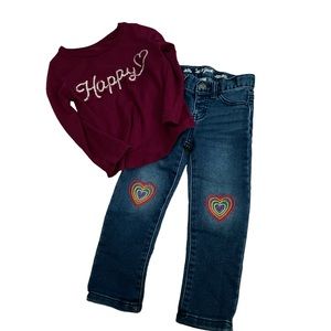 3T girls outfits cat and jack jeans and Carter’s top bundle